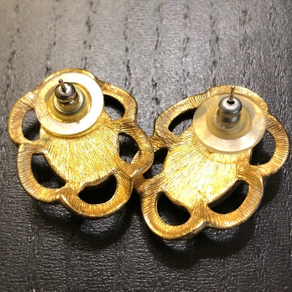 80’s Shine and Matte Gold Earrings - Picture 3 of 3